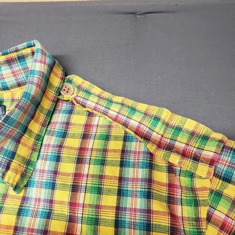 POLO RALPH LAUREN XLMen's‎ Bright Madras Plaid Epaulettes Button Down Shirt